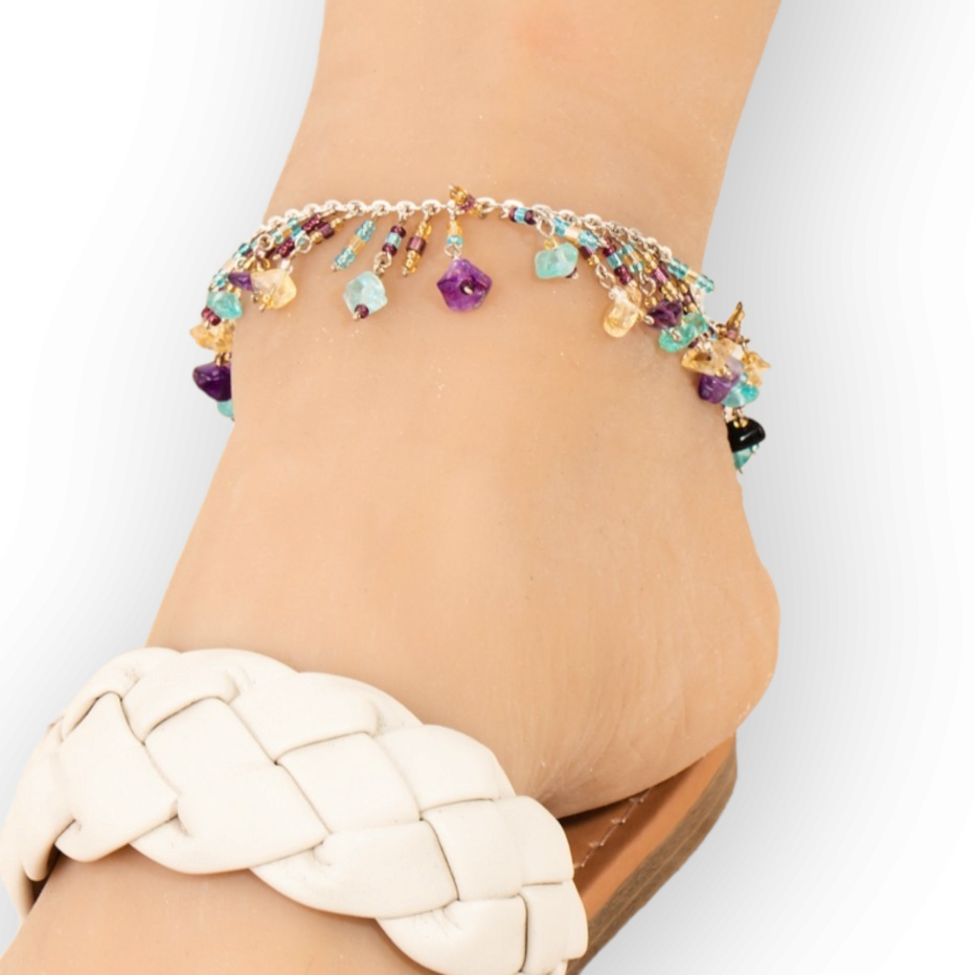 Mini Stone Beaded Fringe Chain Anklet
Amethyst