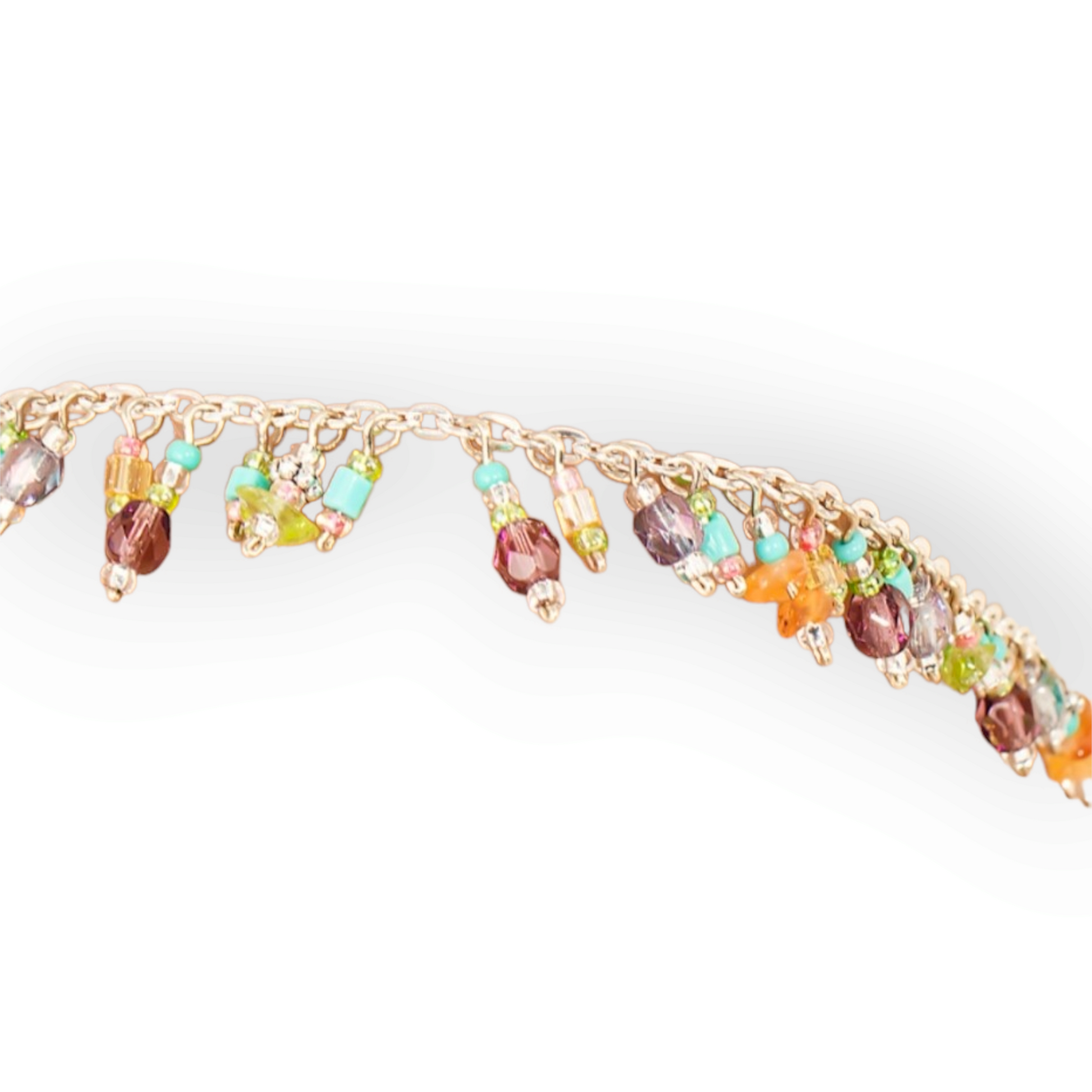Mini Stone Beaded Fringe Chain Anklet
With citrine