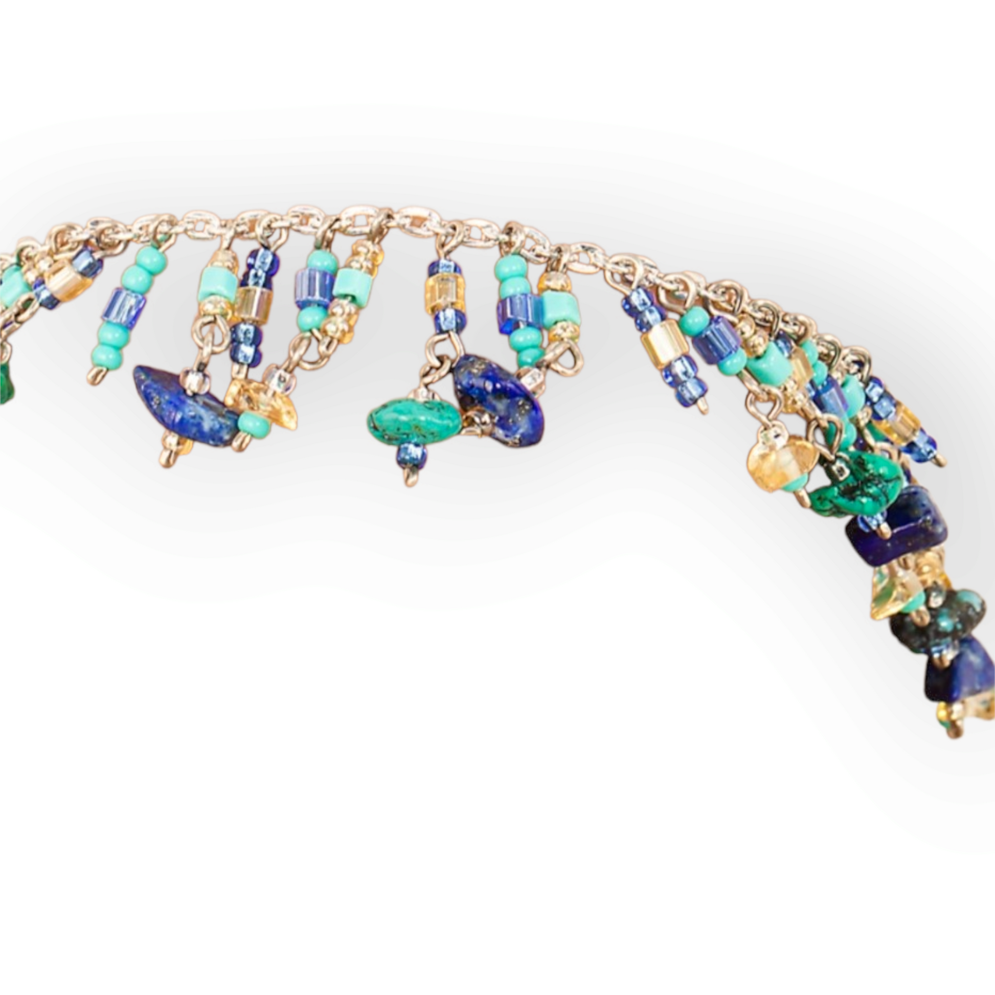 Mini Stone Beaded Fringe Chain Anklet
Lapis