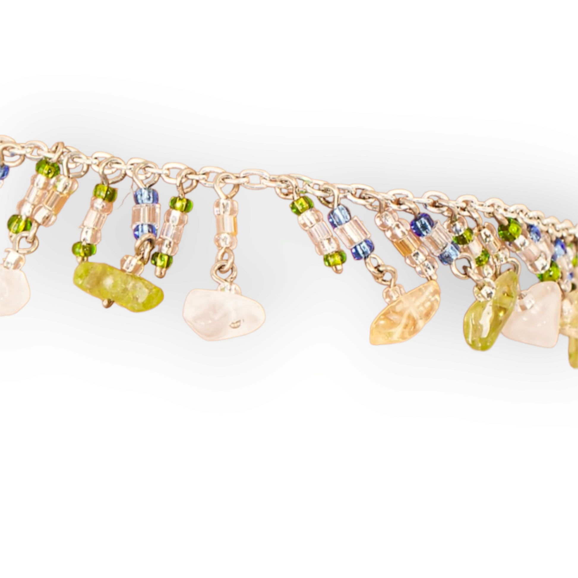 Mini Stone Beaded Fringe Chain Anklet
Peridot