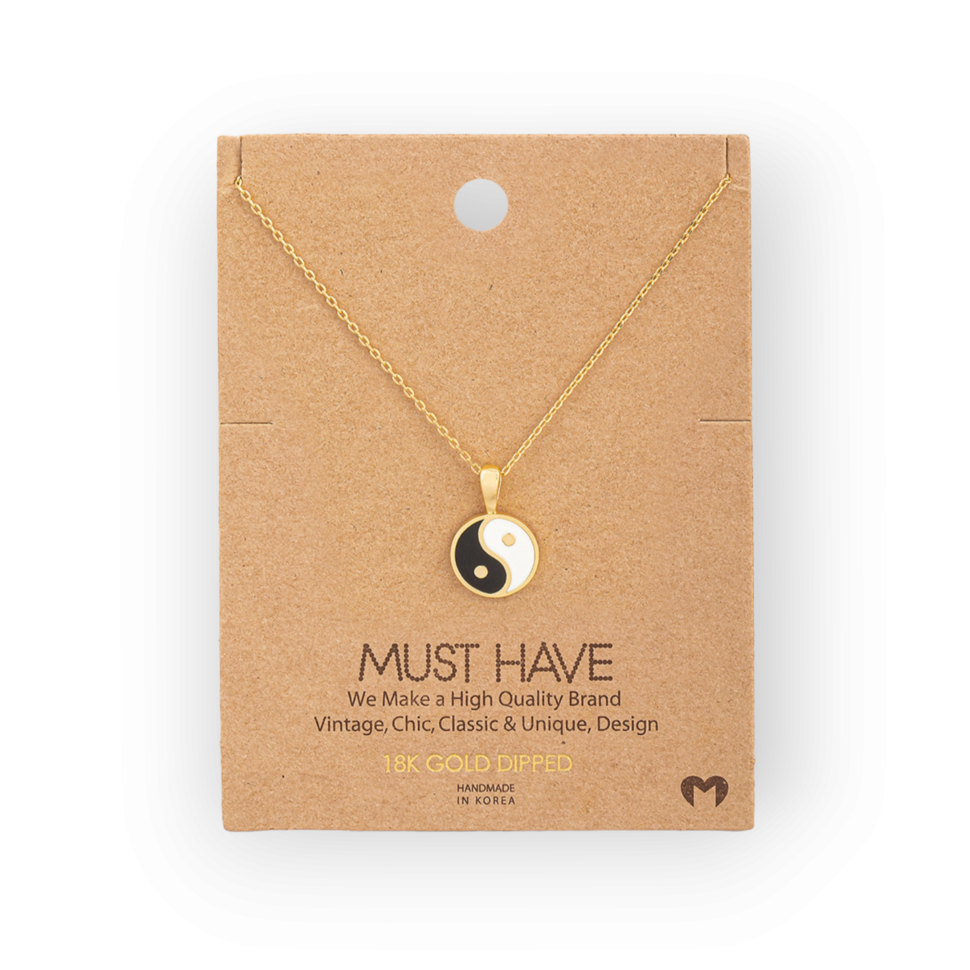 Yin Yang Mini Circle Pendant Necklace gold