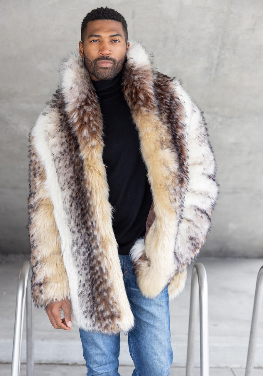 Arctic Wolf Faux Fur Shawl Collar Coat (Back in Stock)