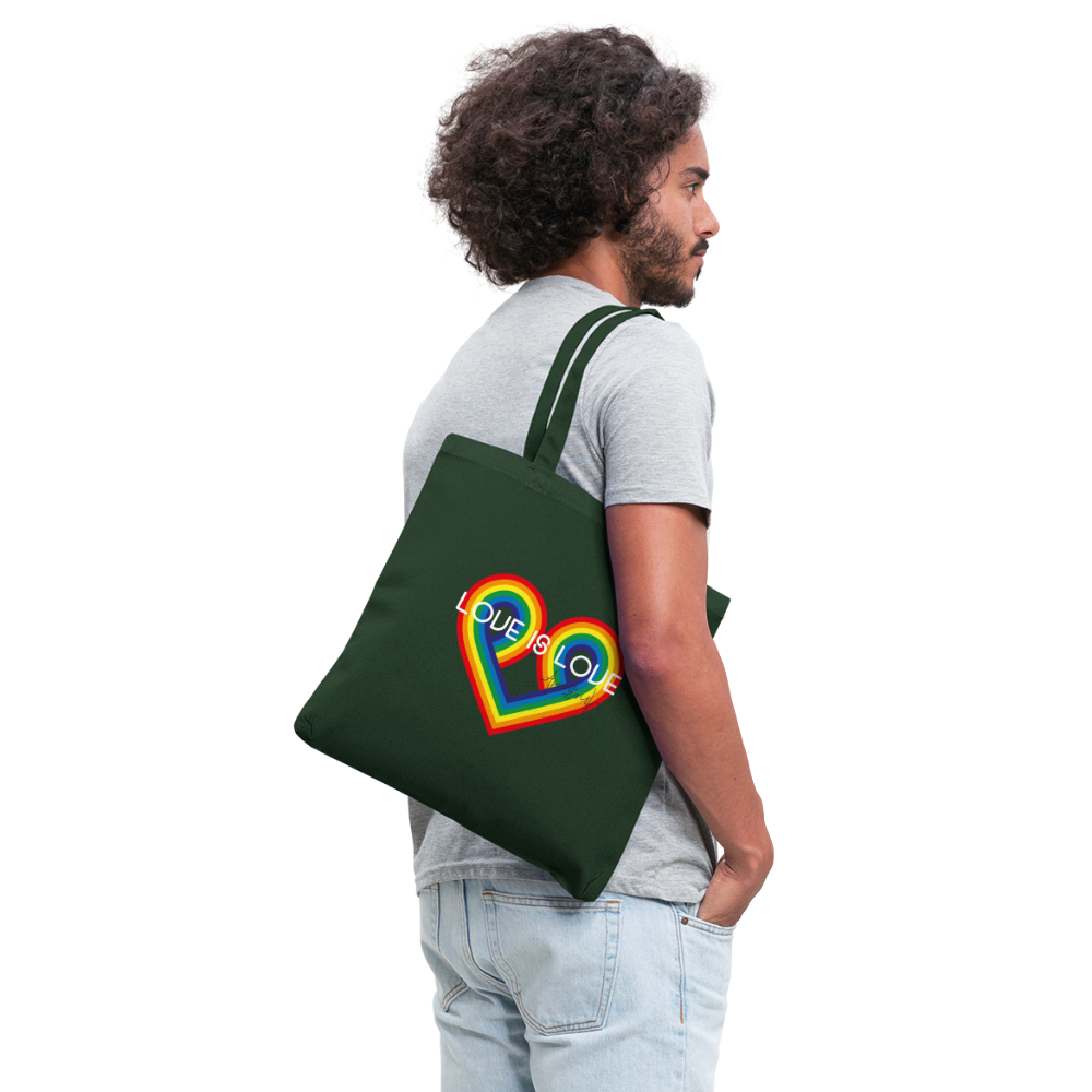 "Love is Love" Eco-Friendly Cotton Tote - forest green