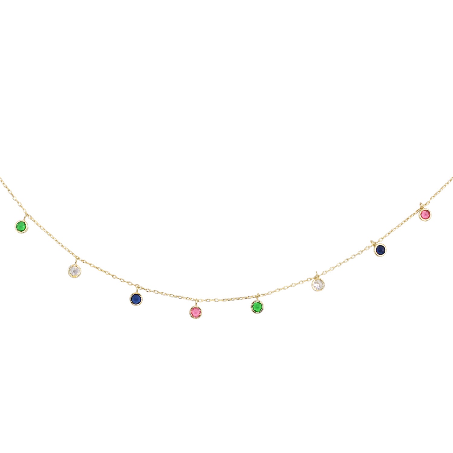 CUBIC DANGLING CHOKER NECKLACE gold multi