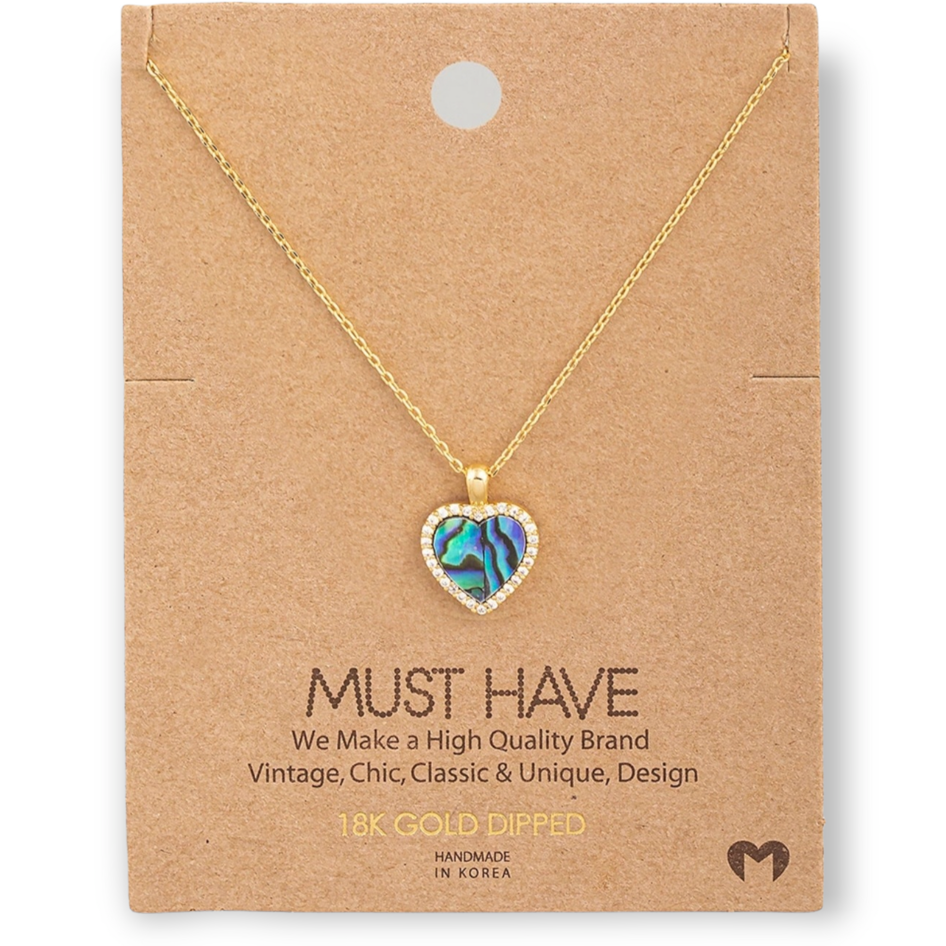HEART Shell Inlay Pendant Necklace