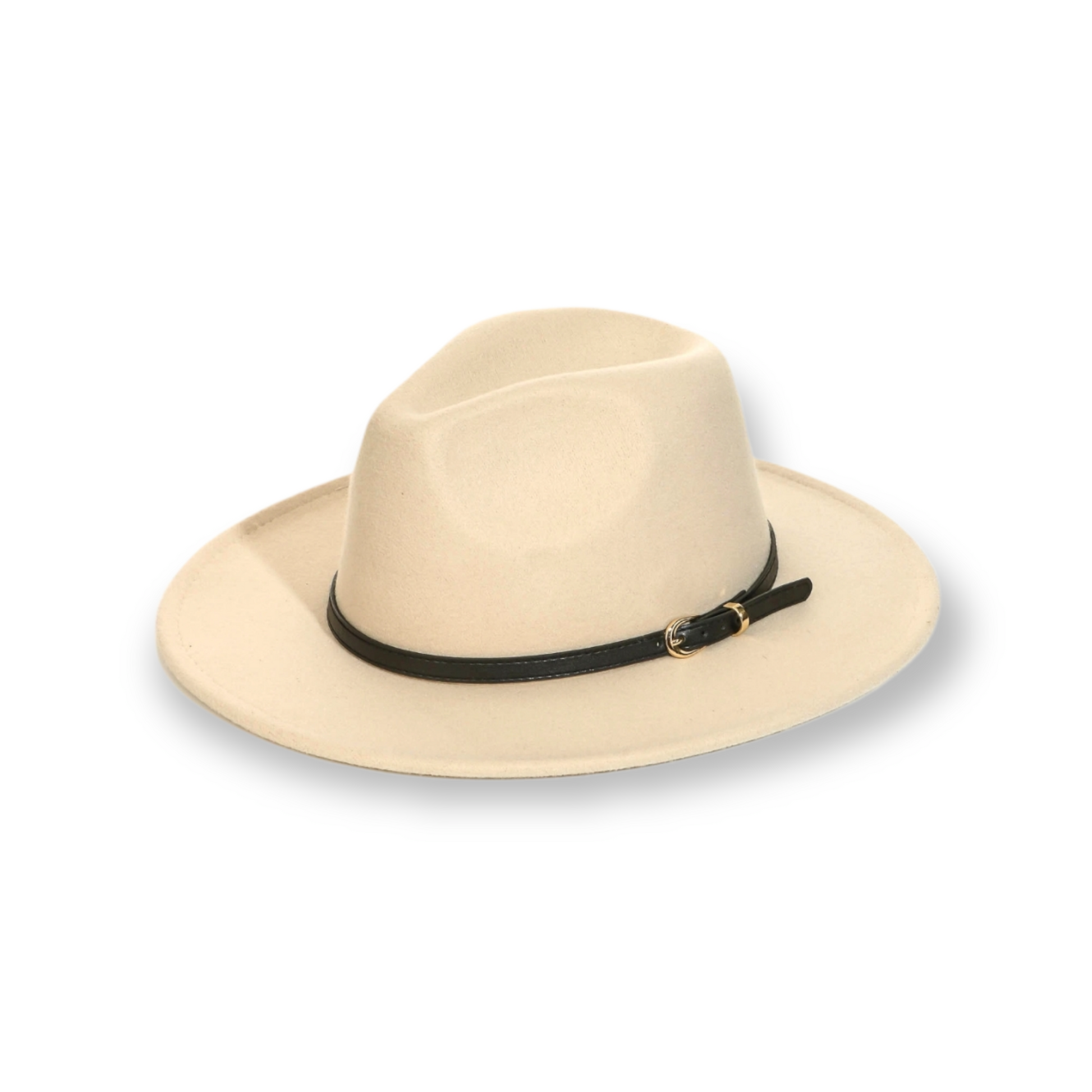 Beige Skinny Belt Strap Fashion Fedora Hat