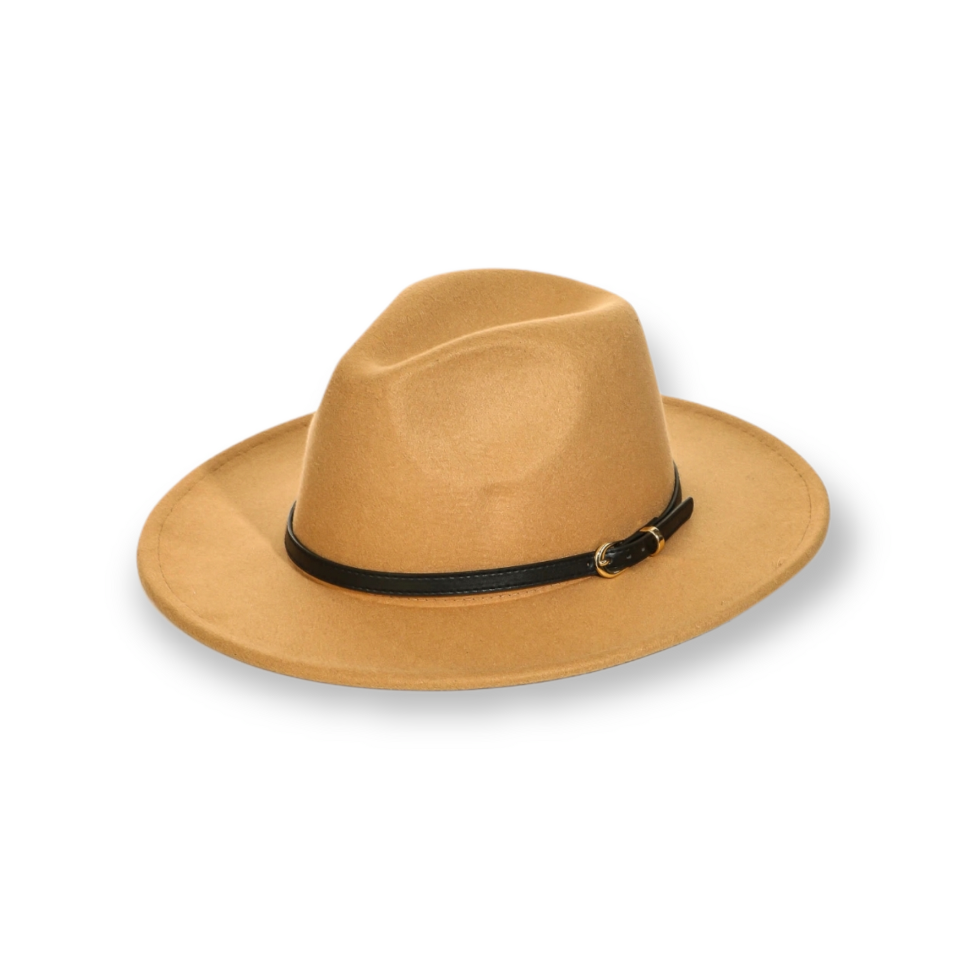 Tan Skinny Belt Strap Fashion Fedora Hat