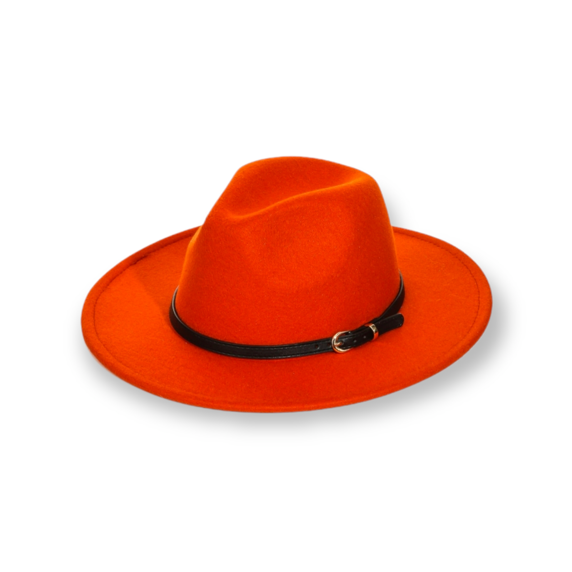 Rust Skinny Belt Strap Fashion Fedora Hat