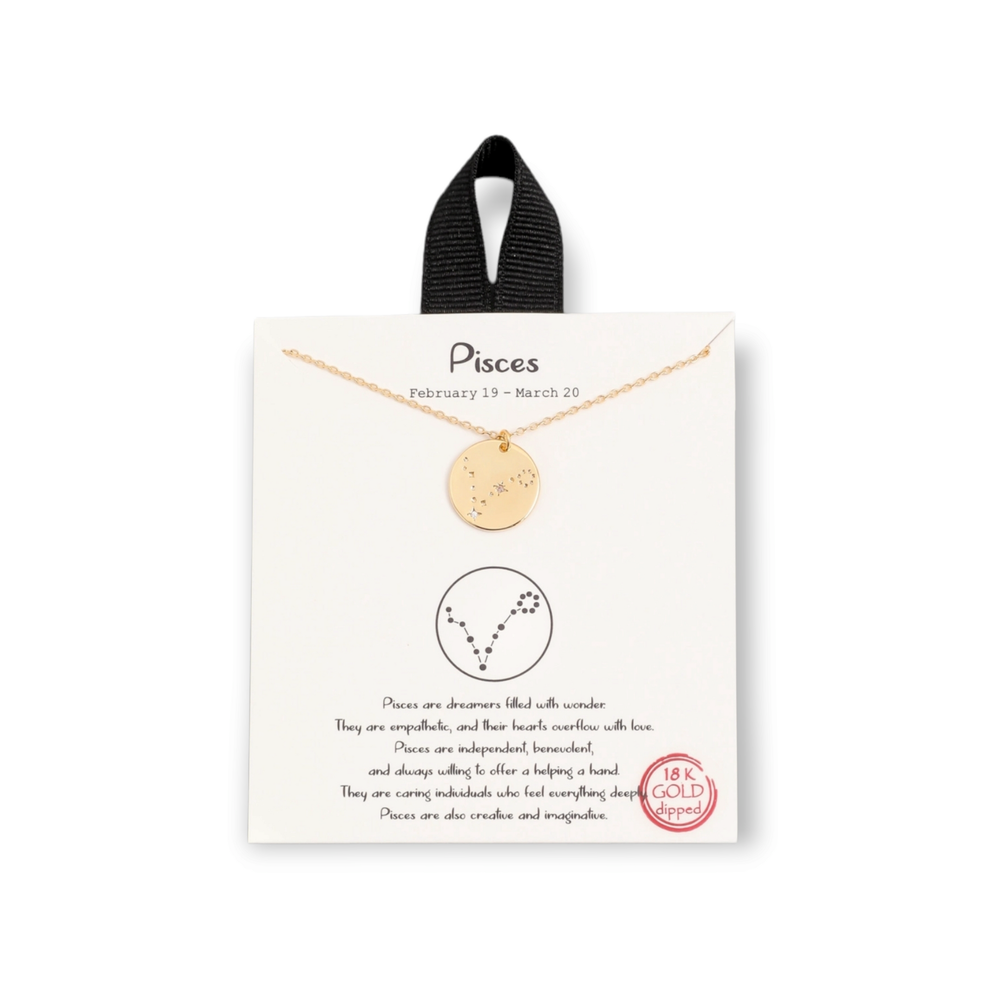 Pisces Gold Dipped Zodiac Coin Necklace Constellation