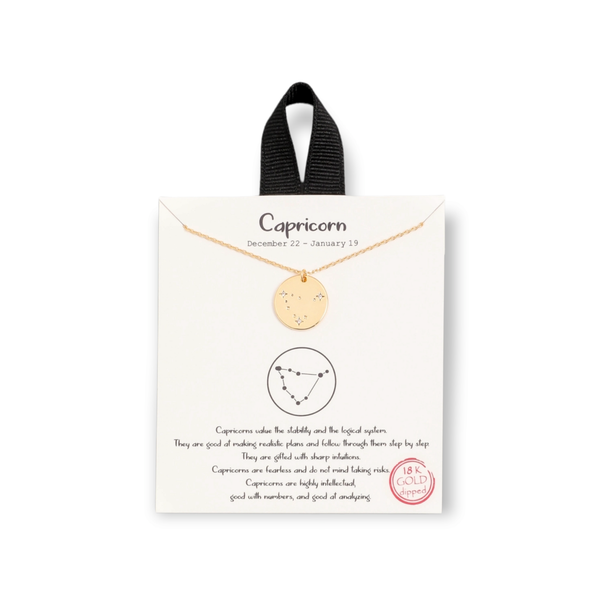 Capricorn Gold Dipped Zodiac Coin Necklace Constellation