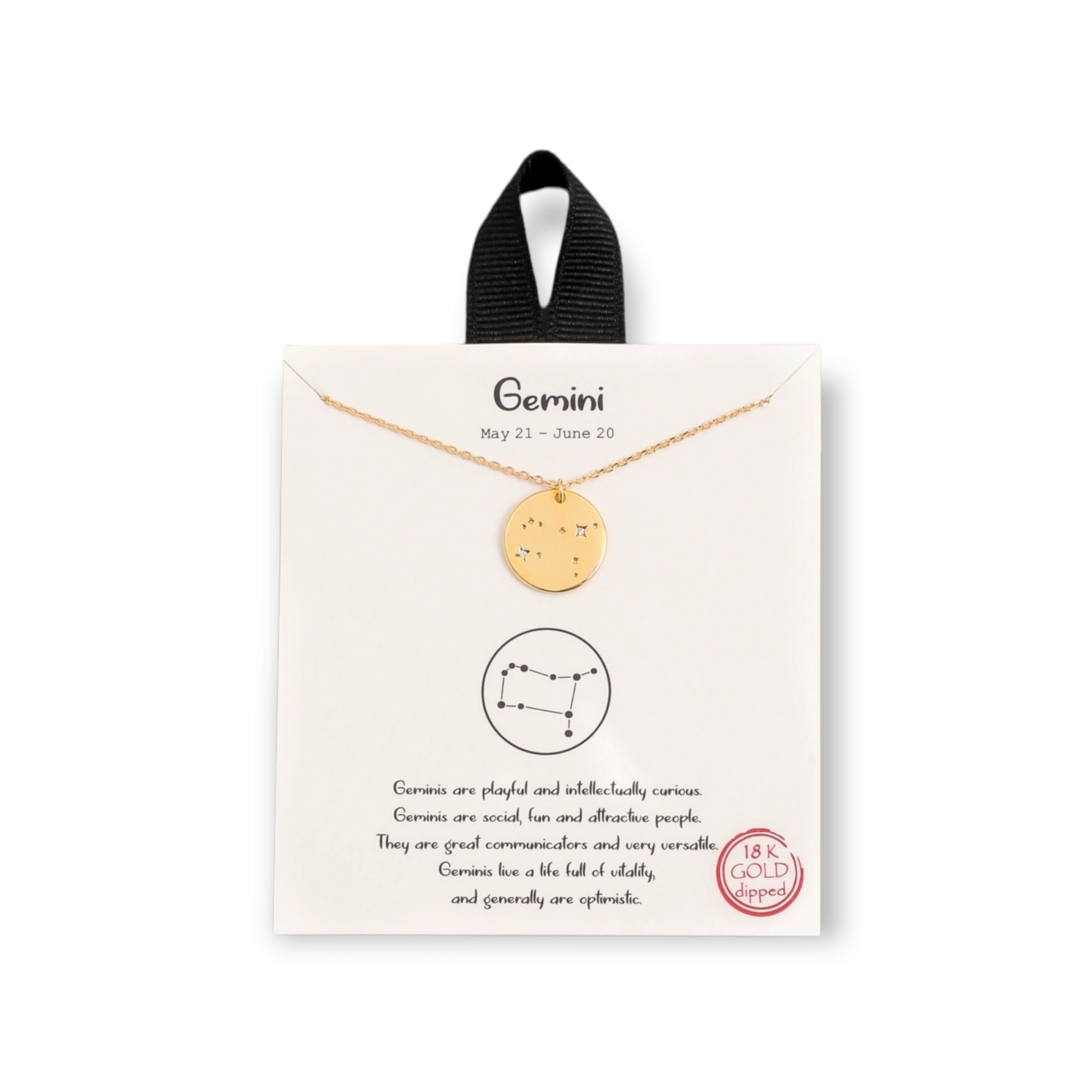 Gemini Gold Dipped Zodiac Coin Necklace Constellation
