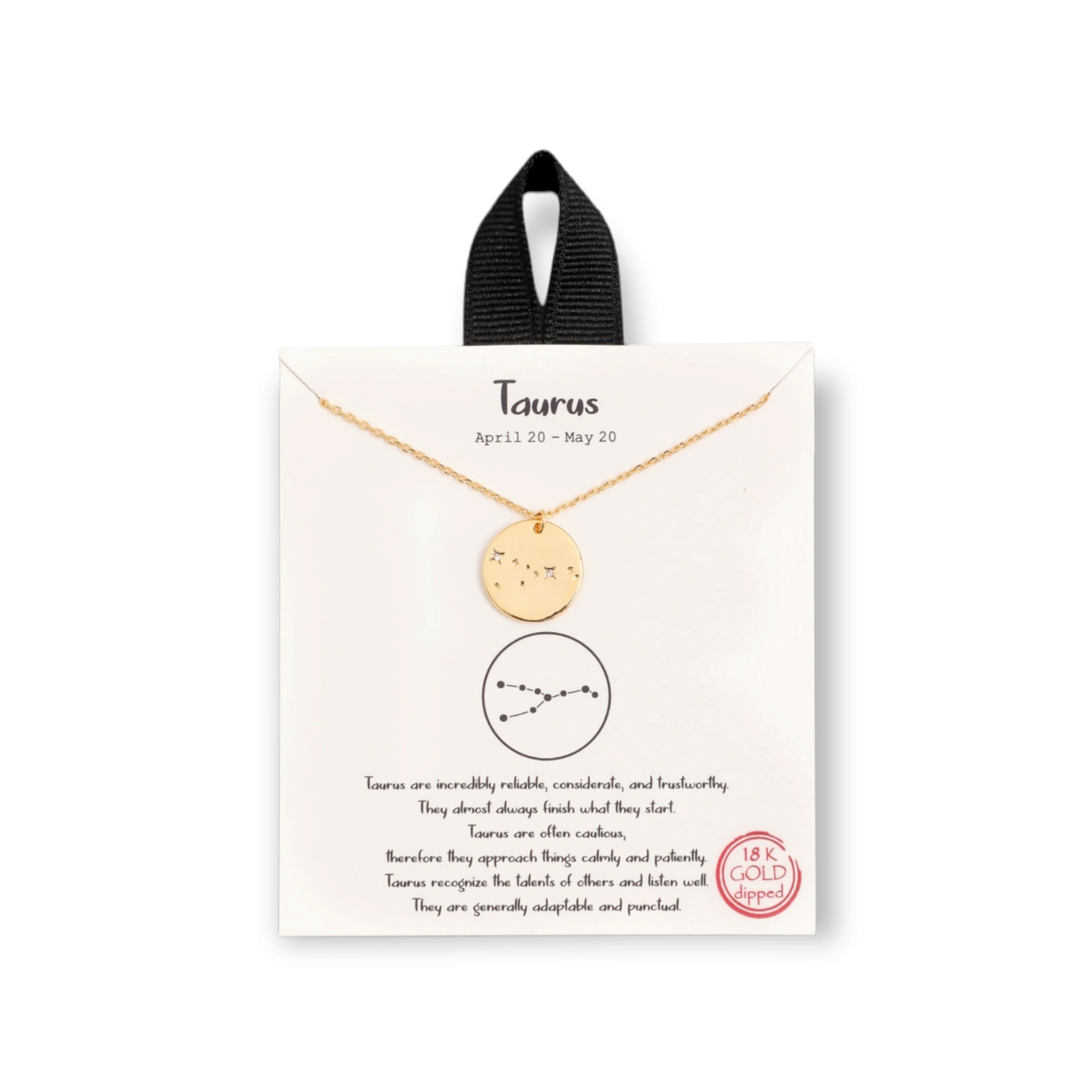 Taurus Gold Dipped Zodiac Coin Necklace constellation