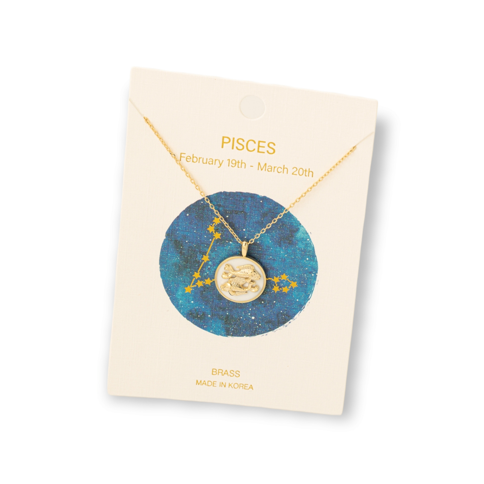 Zodiac Constellation Coin Pendant Necklace pisces gold