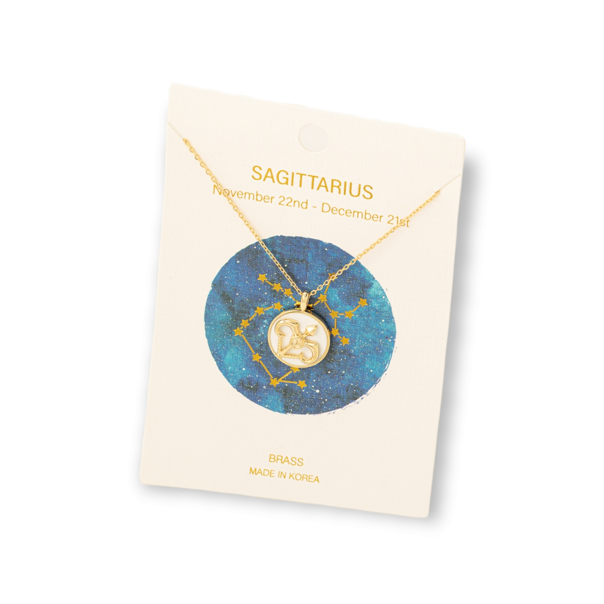 Zodiac Constellation Coin Pendant Necklace sagittarius gold