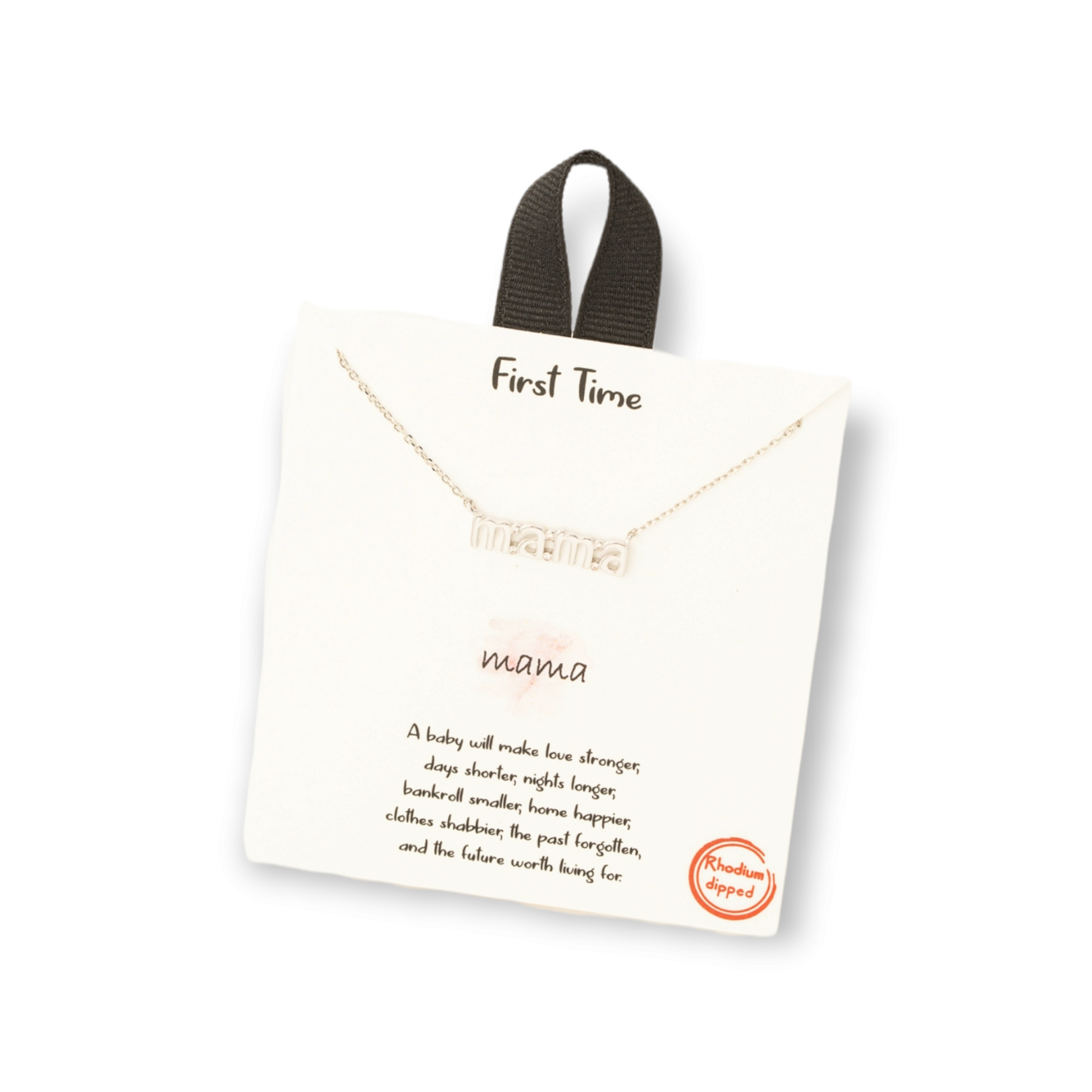 Rhodium Dipped Mama Print Pendant Necklace silver