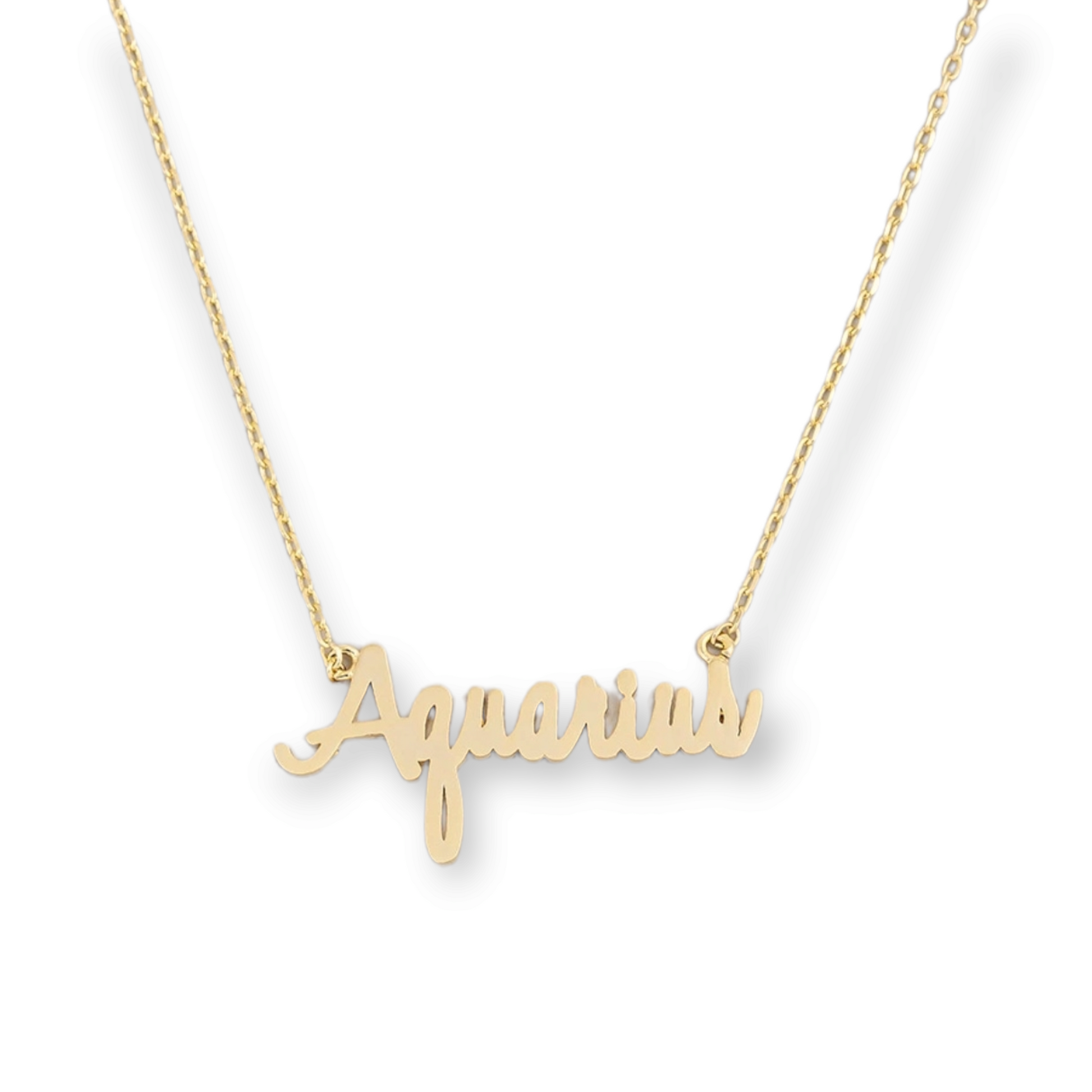 Handwritten Script Gemini Zodiac Necklace aquarius