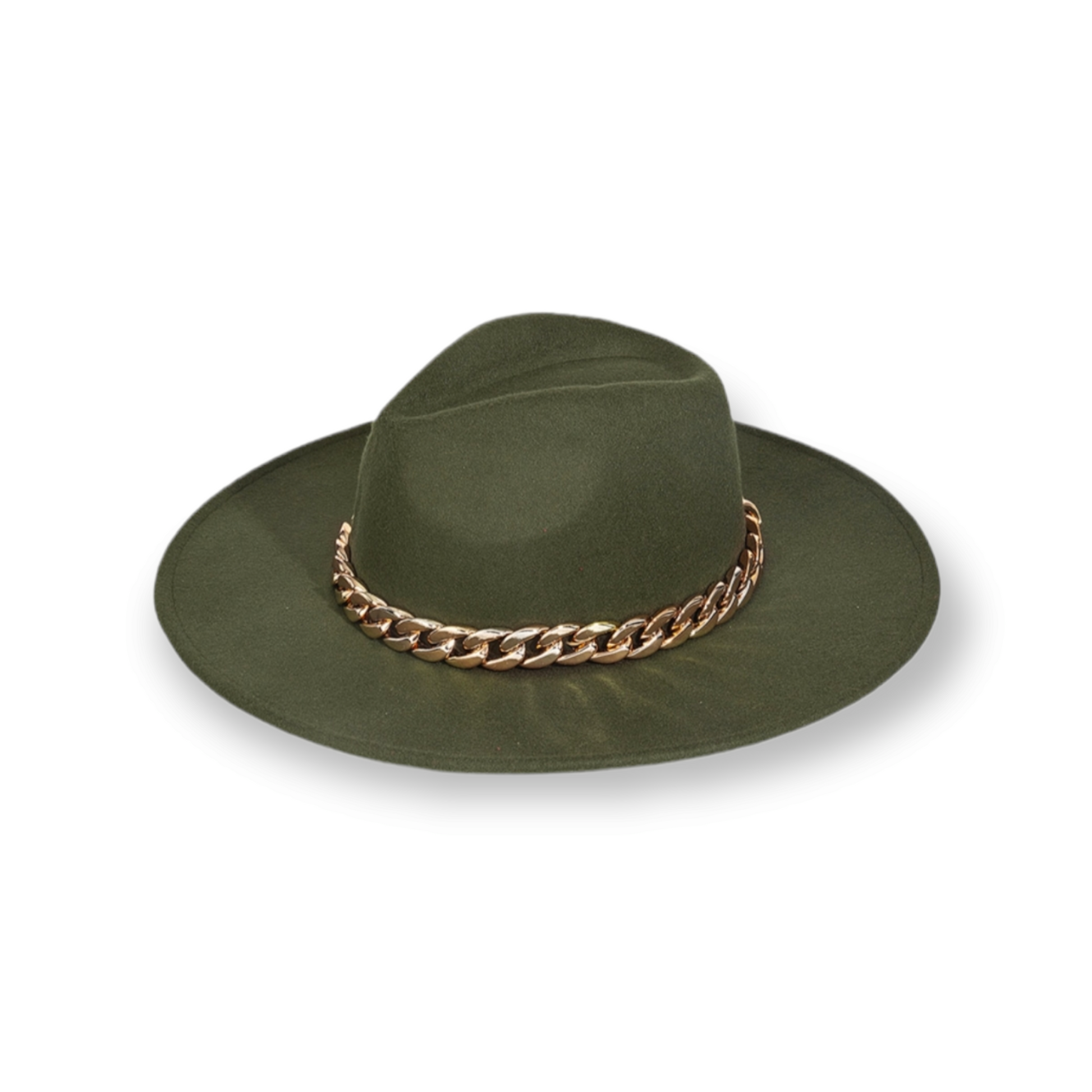 Olive green Chain Link Strap Western Fashion Hat