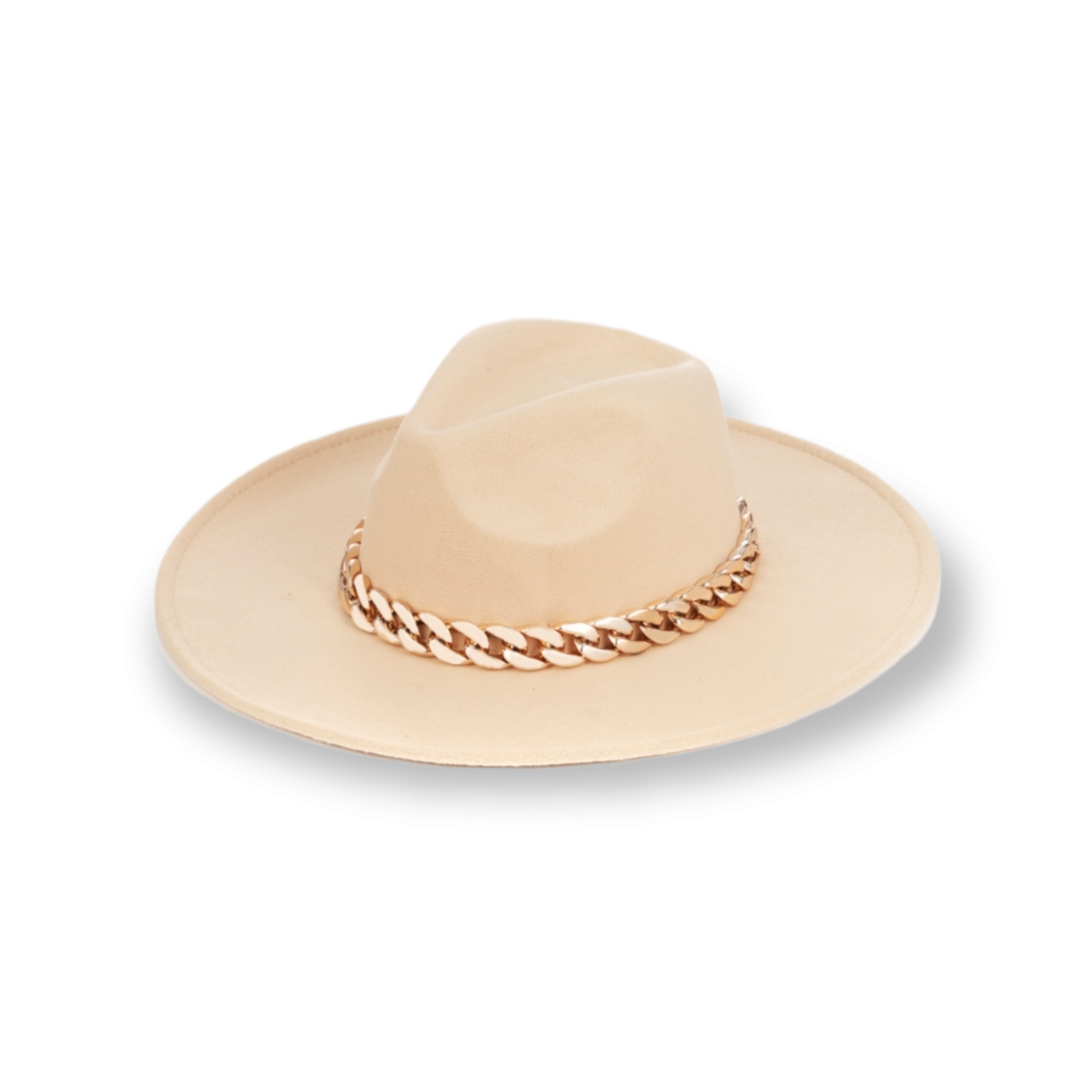 Cream beige Chain Link Strap Western Fashion Hat