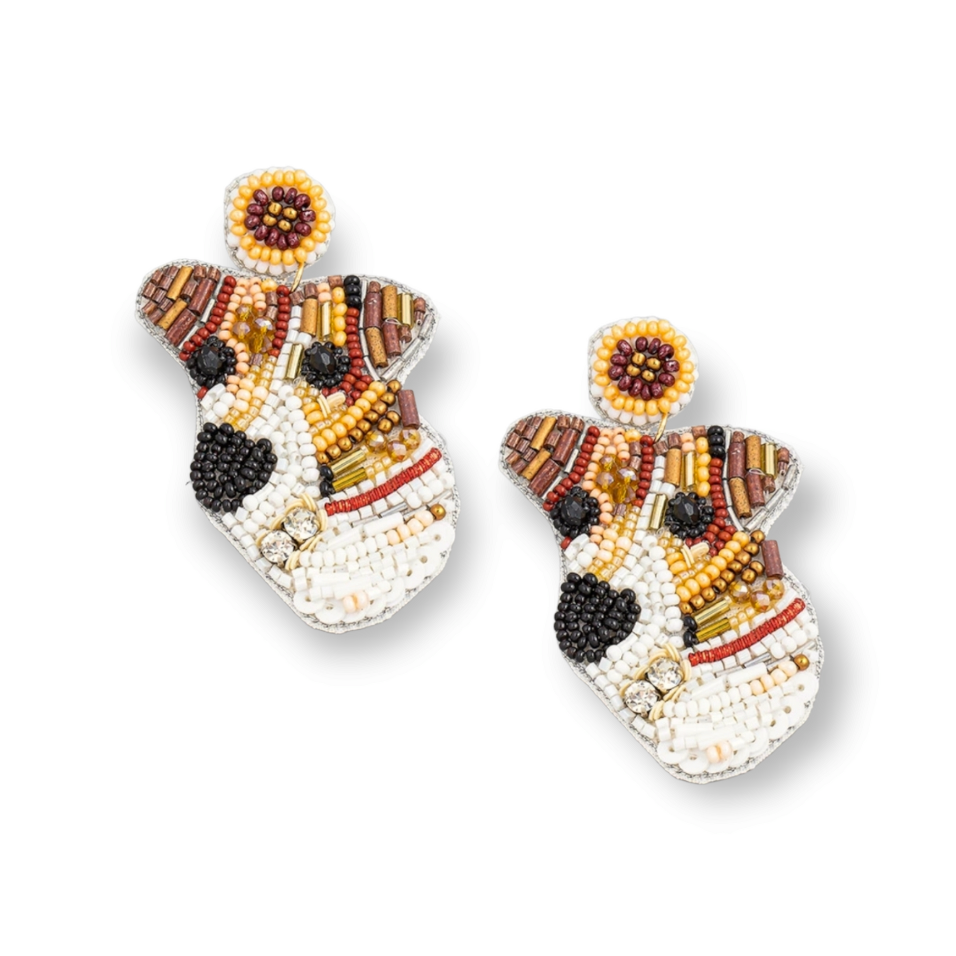 Beaded Terrier Face Drop Earrings