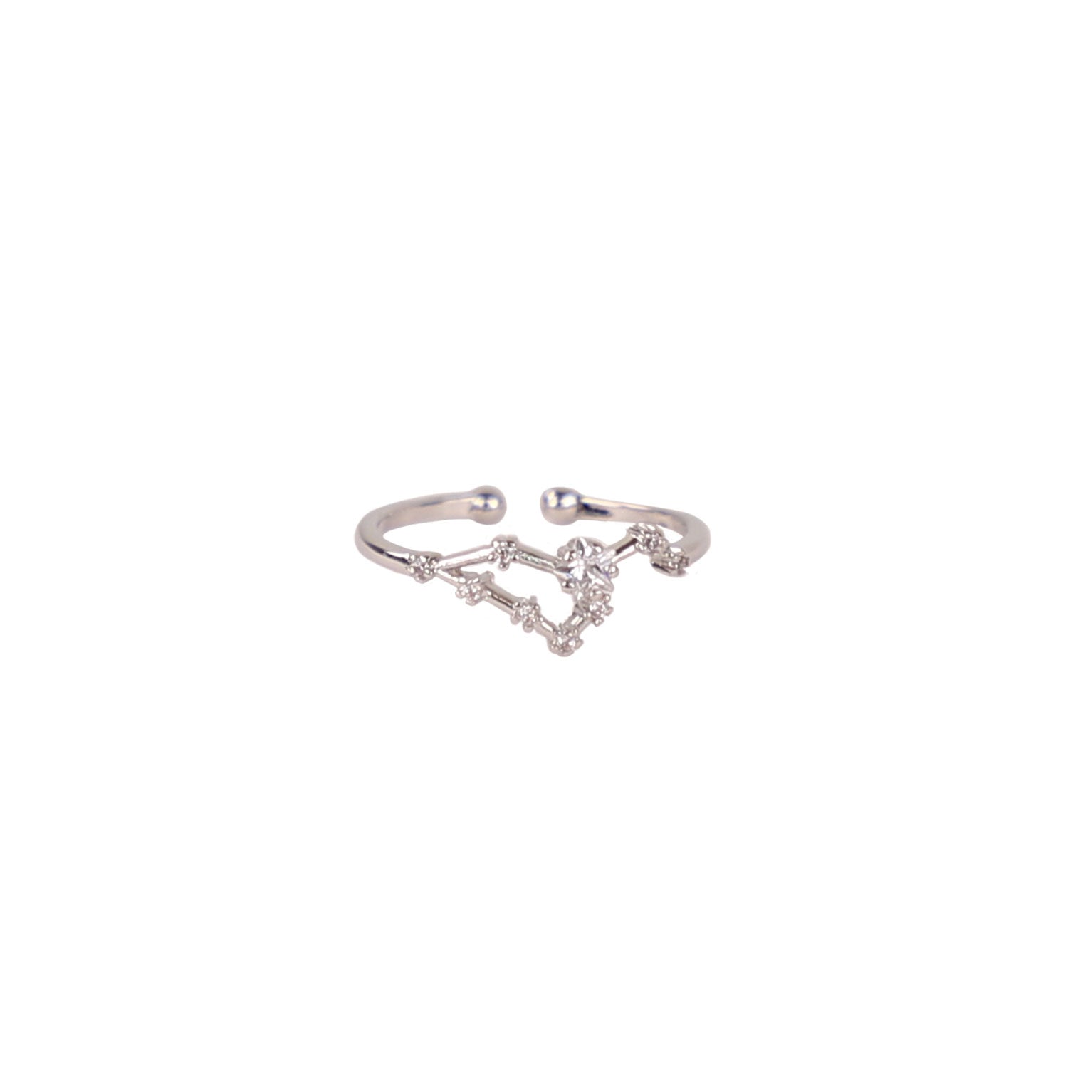 Zodiac Star Constellation Adjustable Ring leo silver