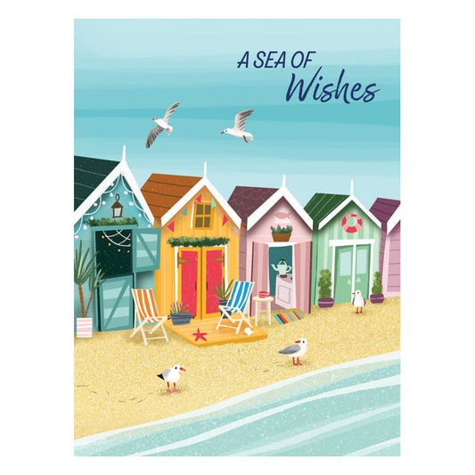 Colorful Beach Cottages Birthday Card