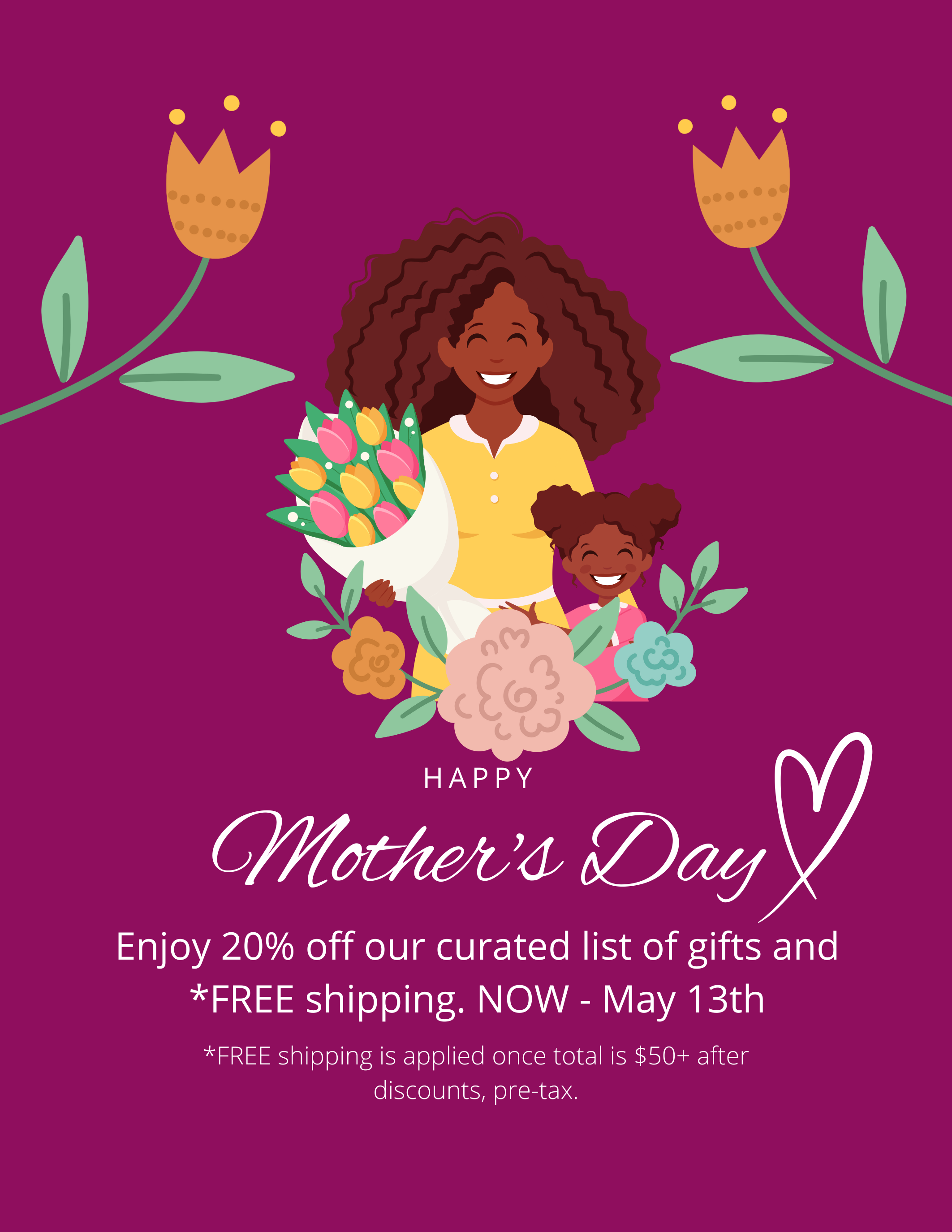 Enjoy 20% off curated gift ideas for mothers day
