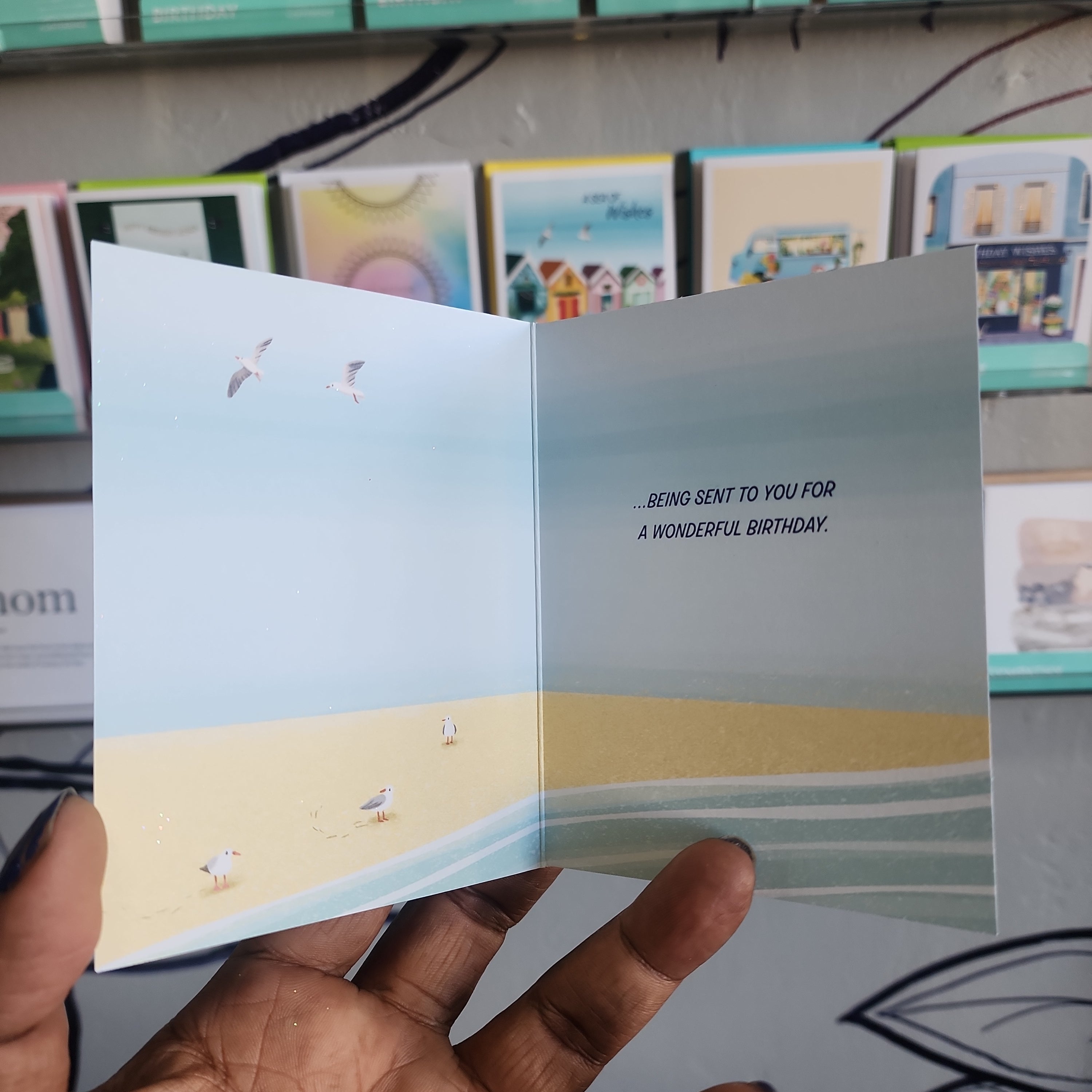 Colorful Beach Cottages Birthday Card