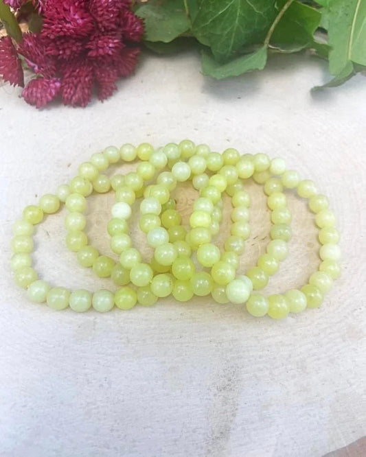 Natural Lemon Jade 6mm Stretch Bead Bracelet