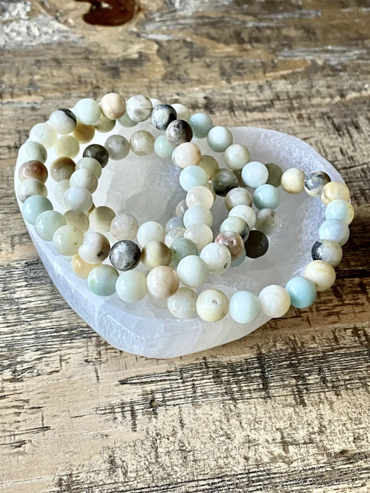 Amazonite Moon 8mm Bead Bracelet