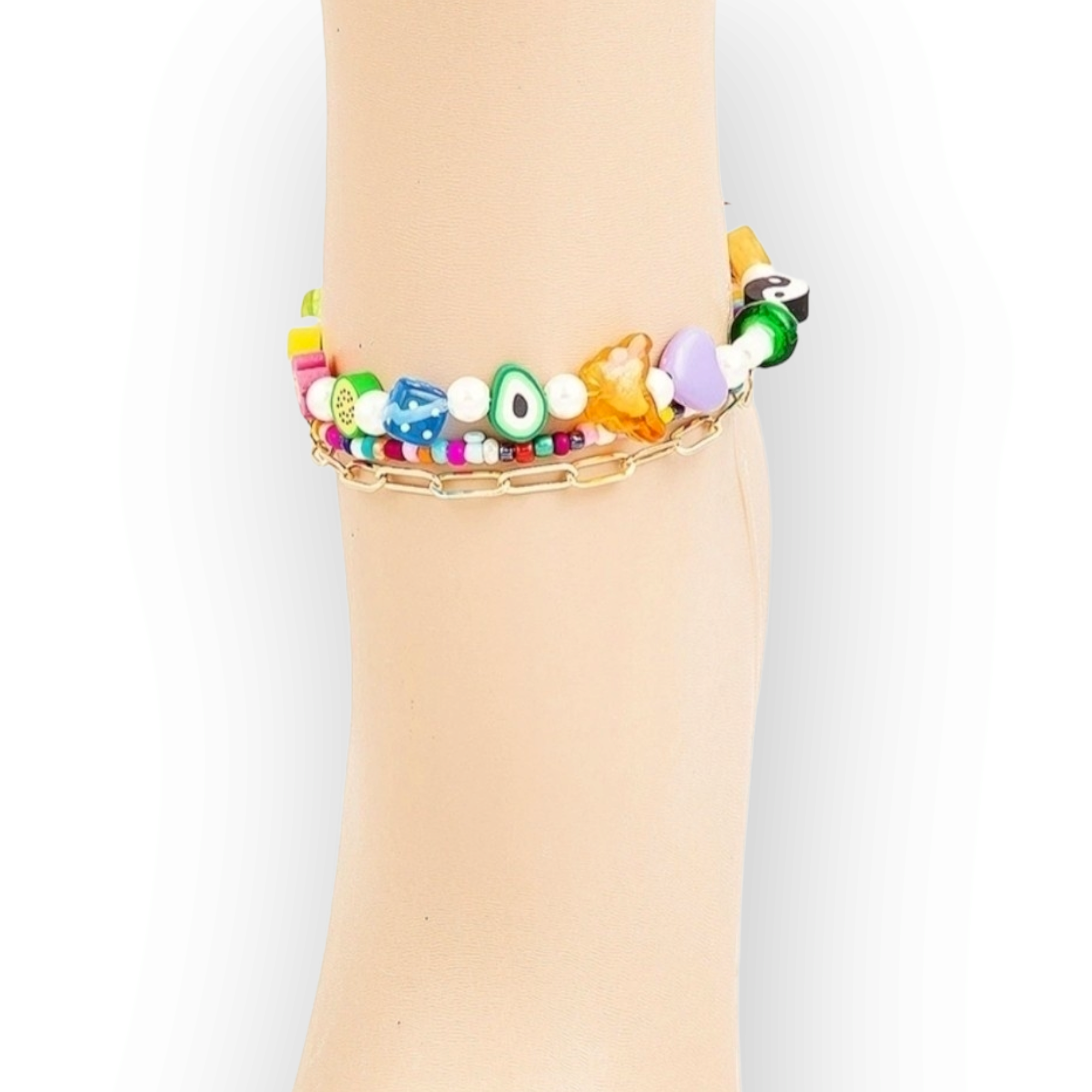Assorted Bead Chain Layered Anklet