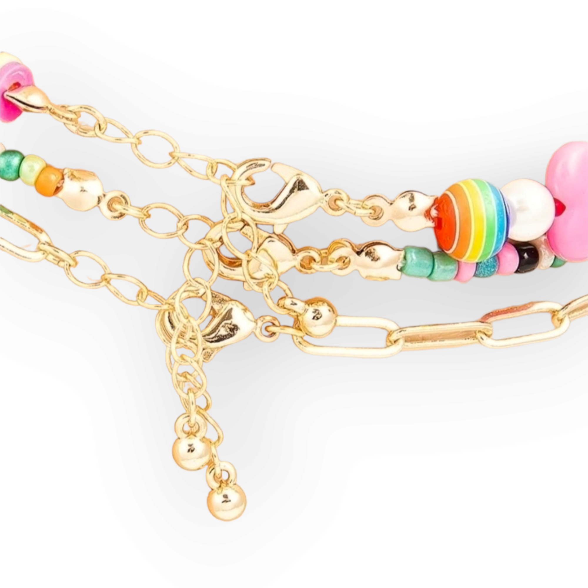 Assorted Bead Chain Layered Anklet