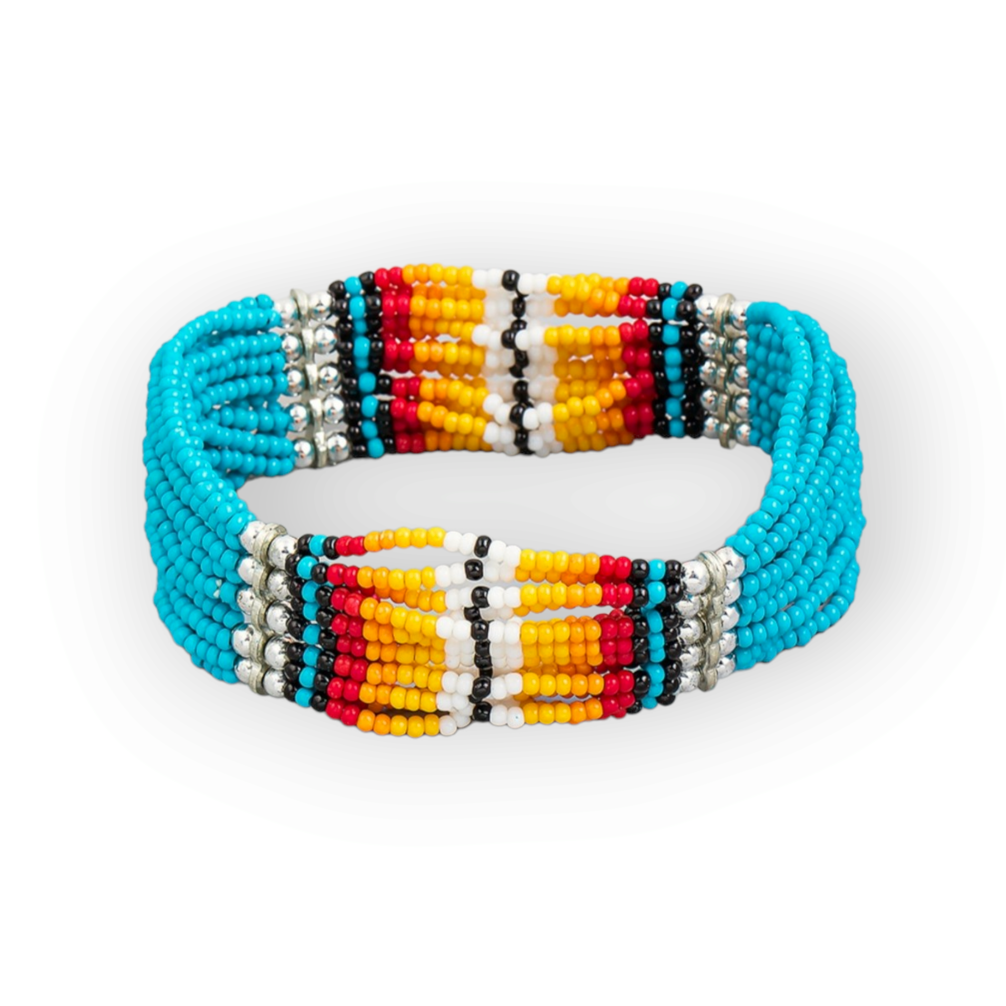 Boho Seed Beaded Stretch Bracelet  turquoise