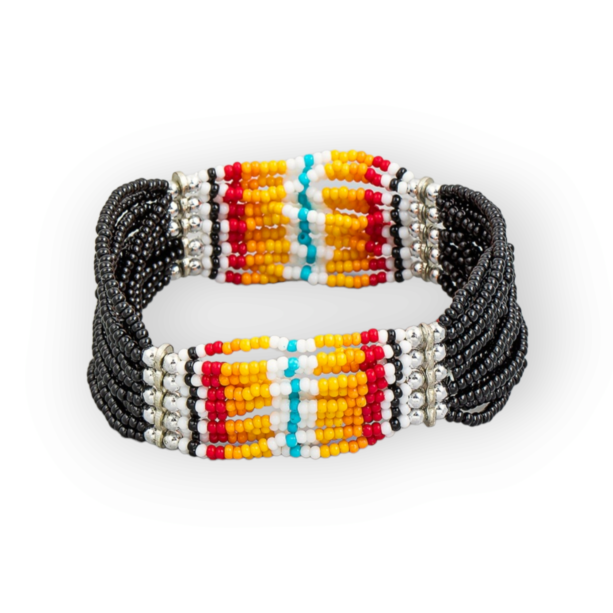 Boho Seed Beaded Stretch Bracelet black