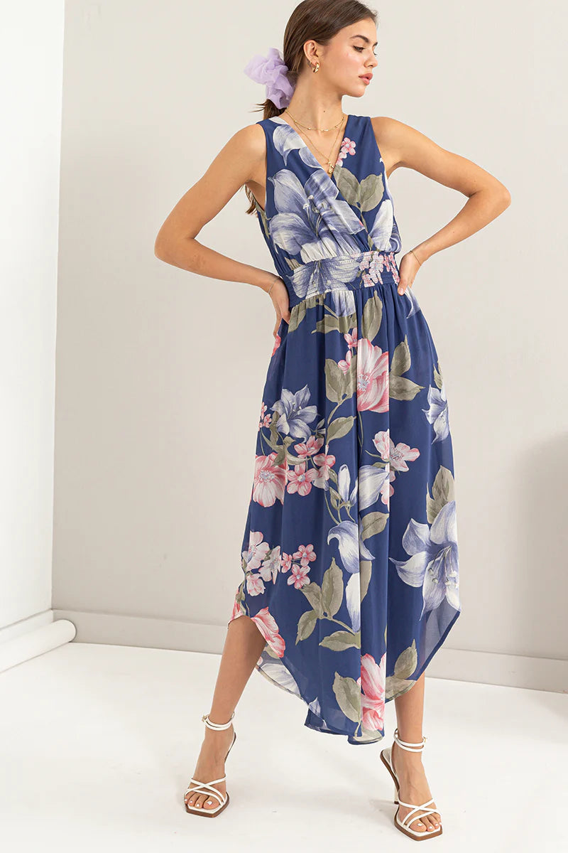 SLEEVELESS CHIFFON FLORAL JUMPSUIT