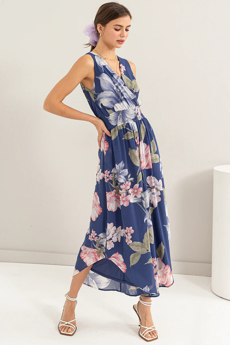 SLEEVELESS CHIFFON FLORAL JUMPSUIT