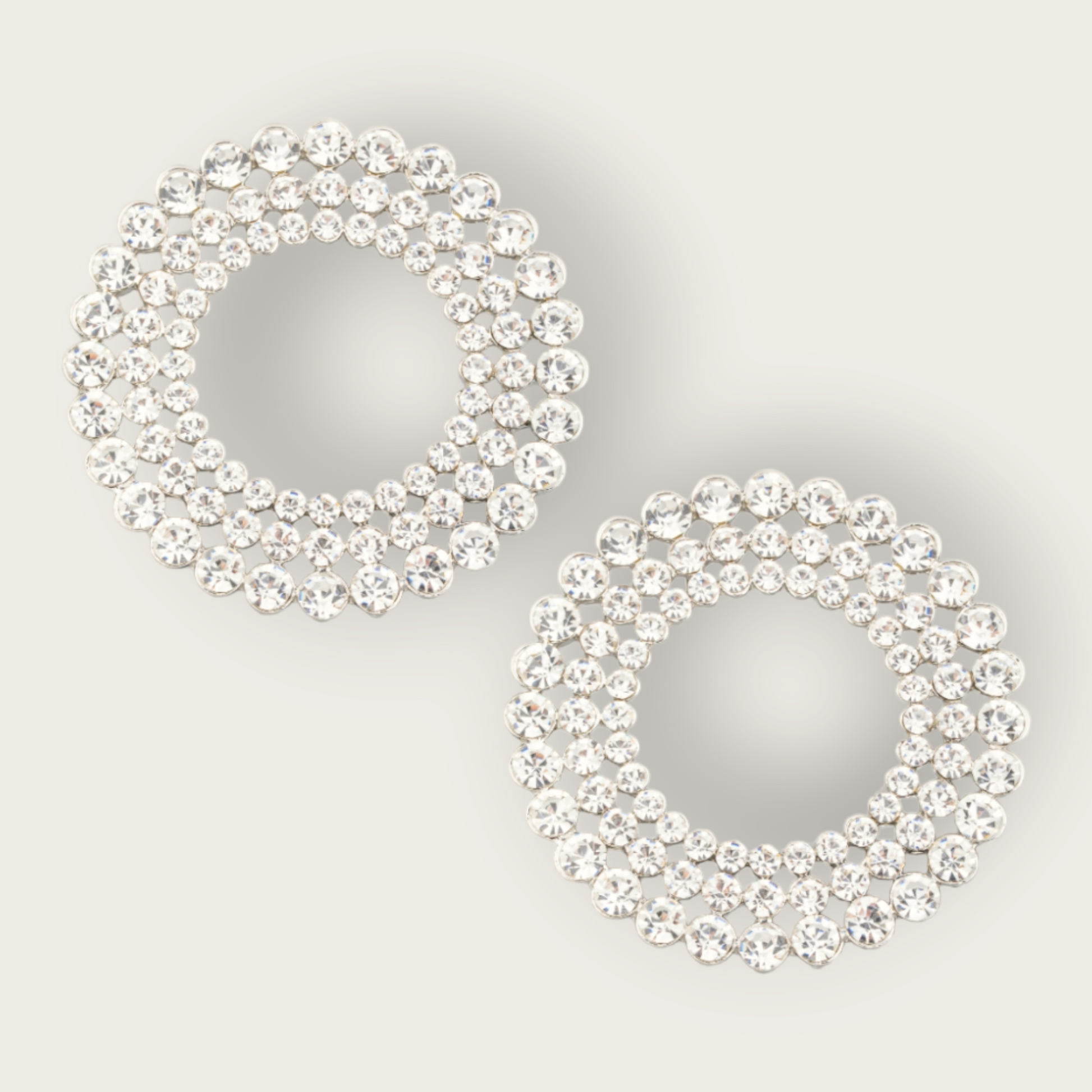Circle Rhinestone Cutout Post Earrings