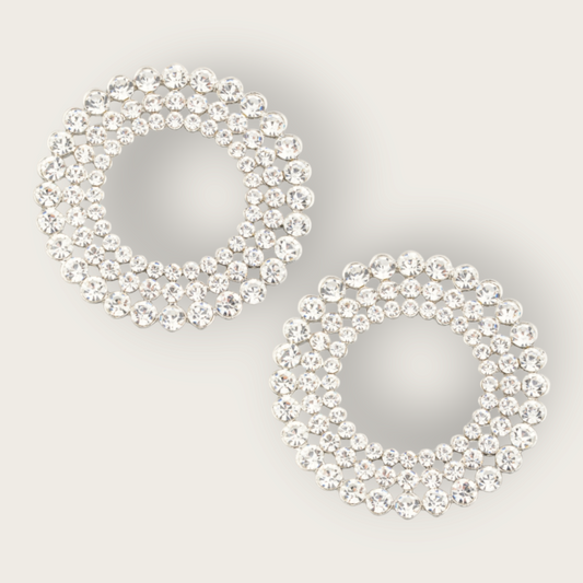 Circle Rhinestone Cutout Post Earrings

