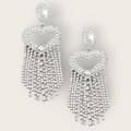 Heart Cutout Rhinestone Fringe Earrings