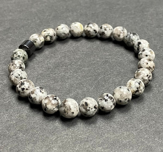 Angel Snow Light (Kagawa Prefecture) 8mm Stretch Bead Bracelet with Hematite Head