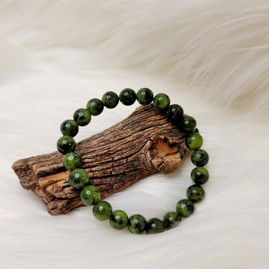 Jade Nephrite 8mm Stretch Bead Bracelet