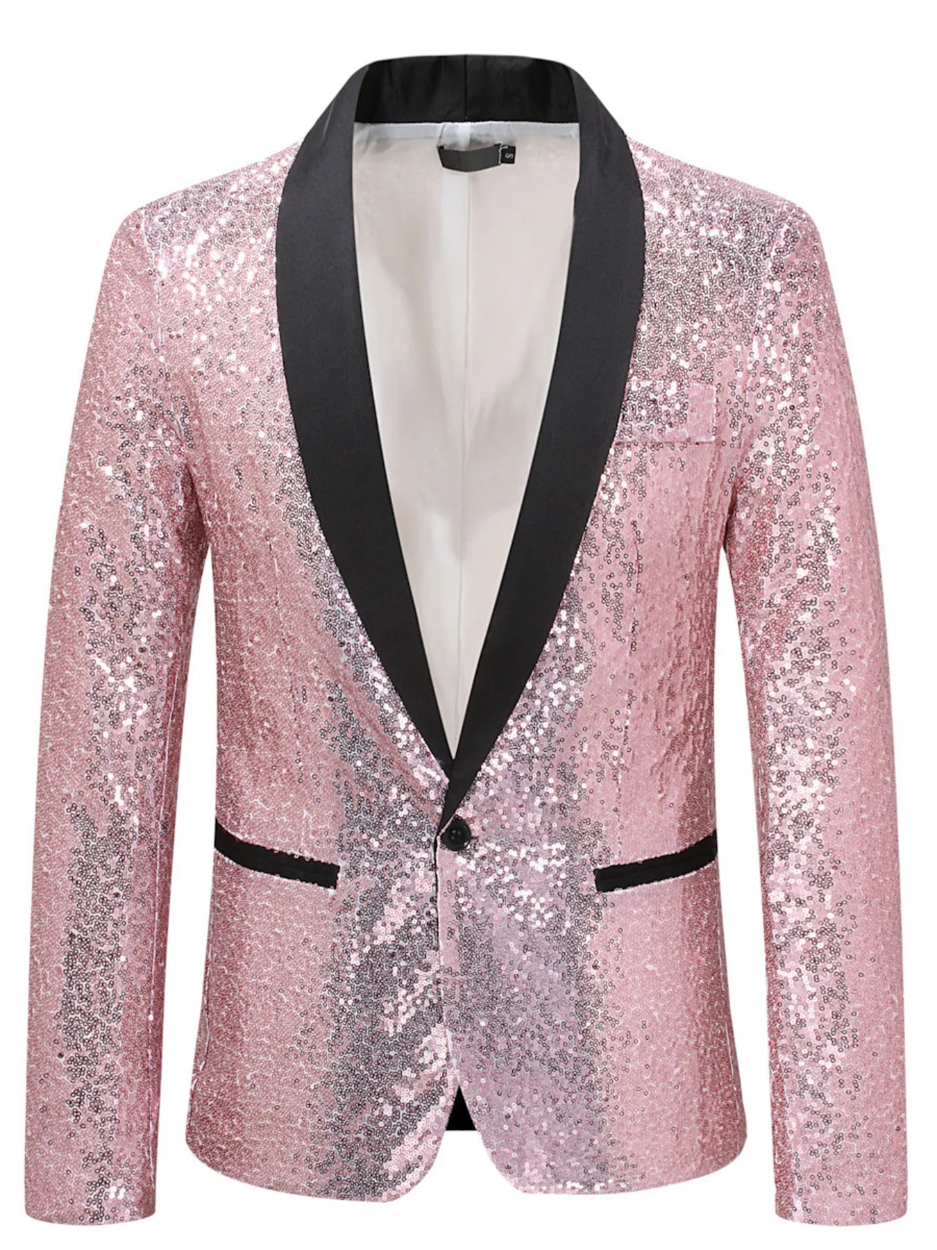 Men's Sequin Long Sleeve Blazer Pink 