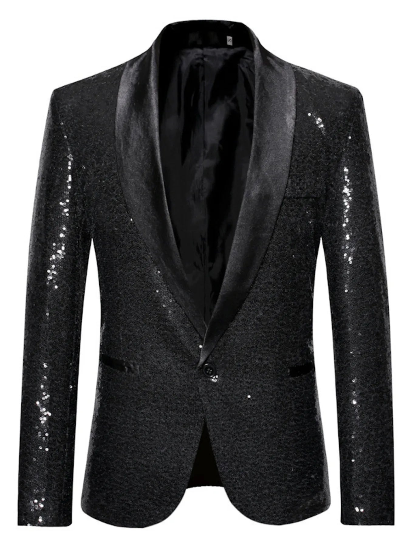 Men's Sequin Long Sleeve Blazer-Max-Origin black