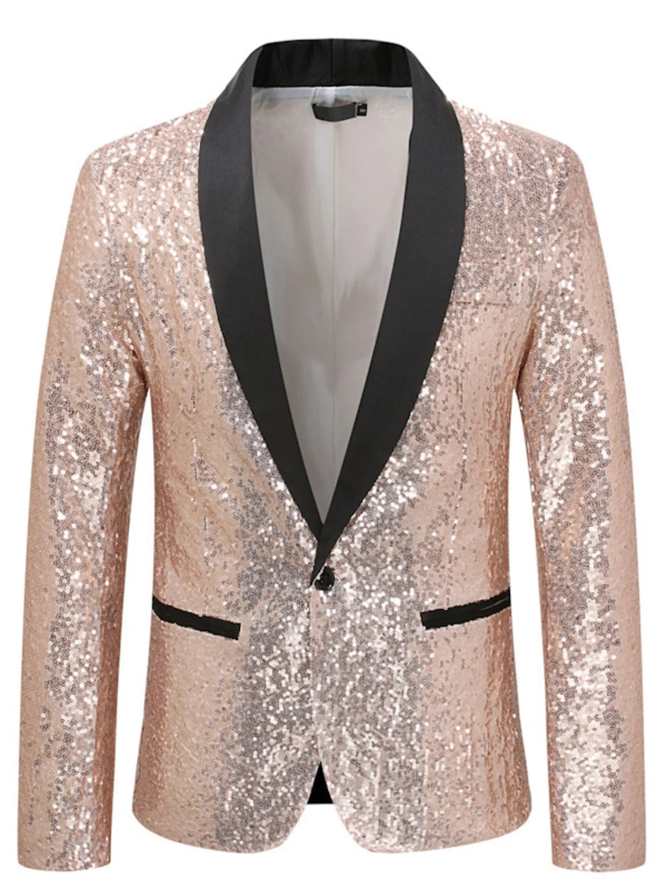 Men's Sequin Long Sleeve Blazer champagne gold