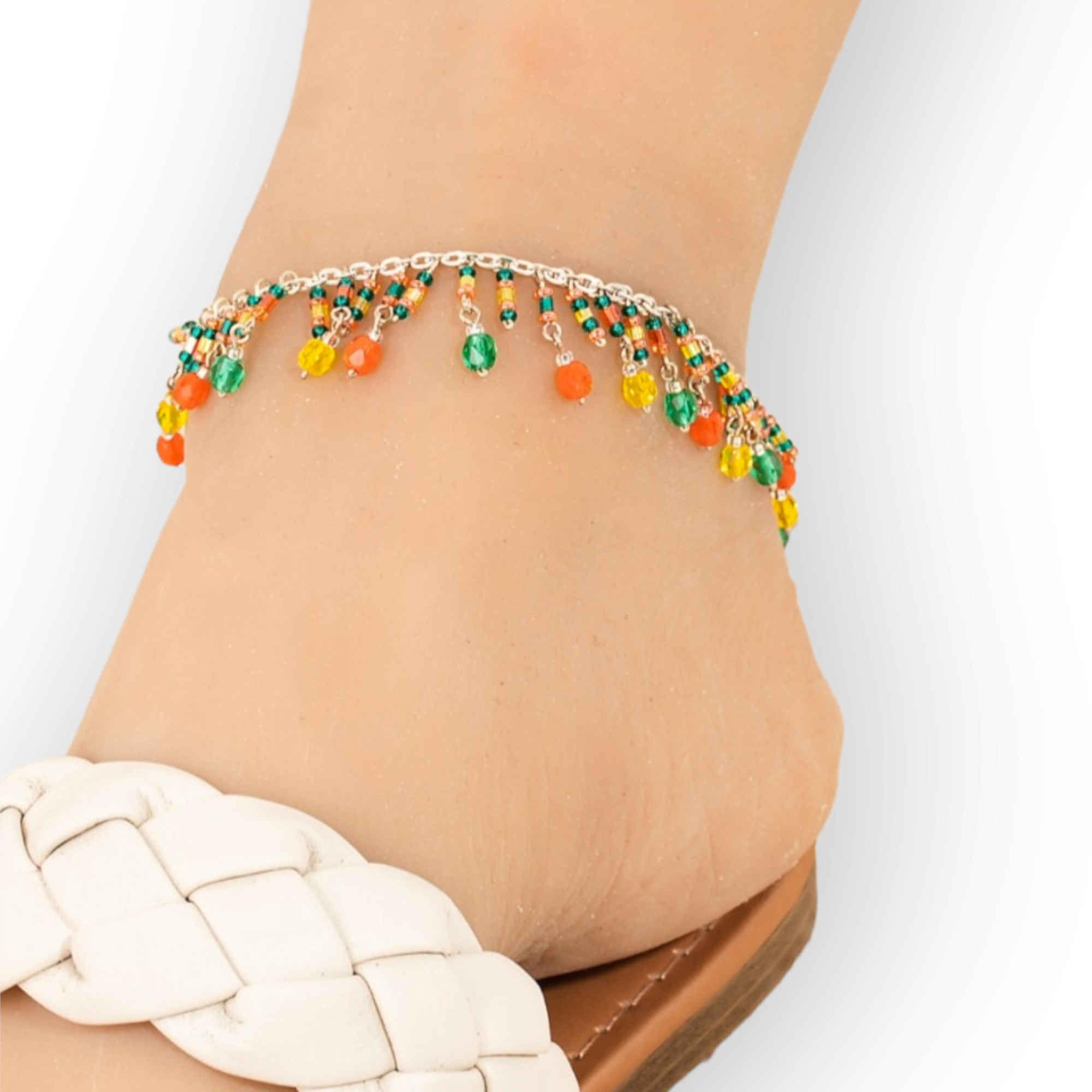 Mini Stone Beaded Fringe Chain Anklet

Clear multi color