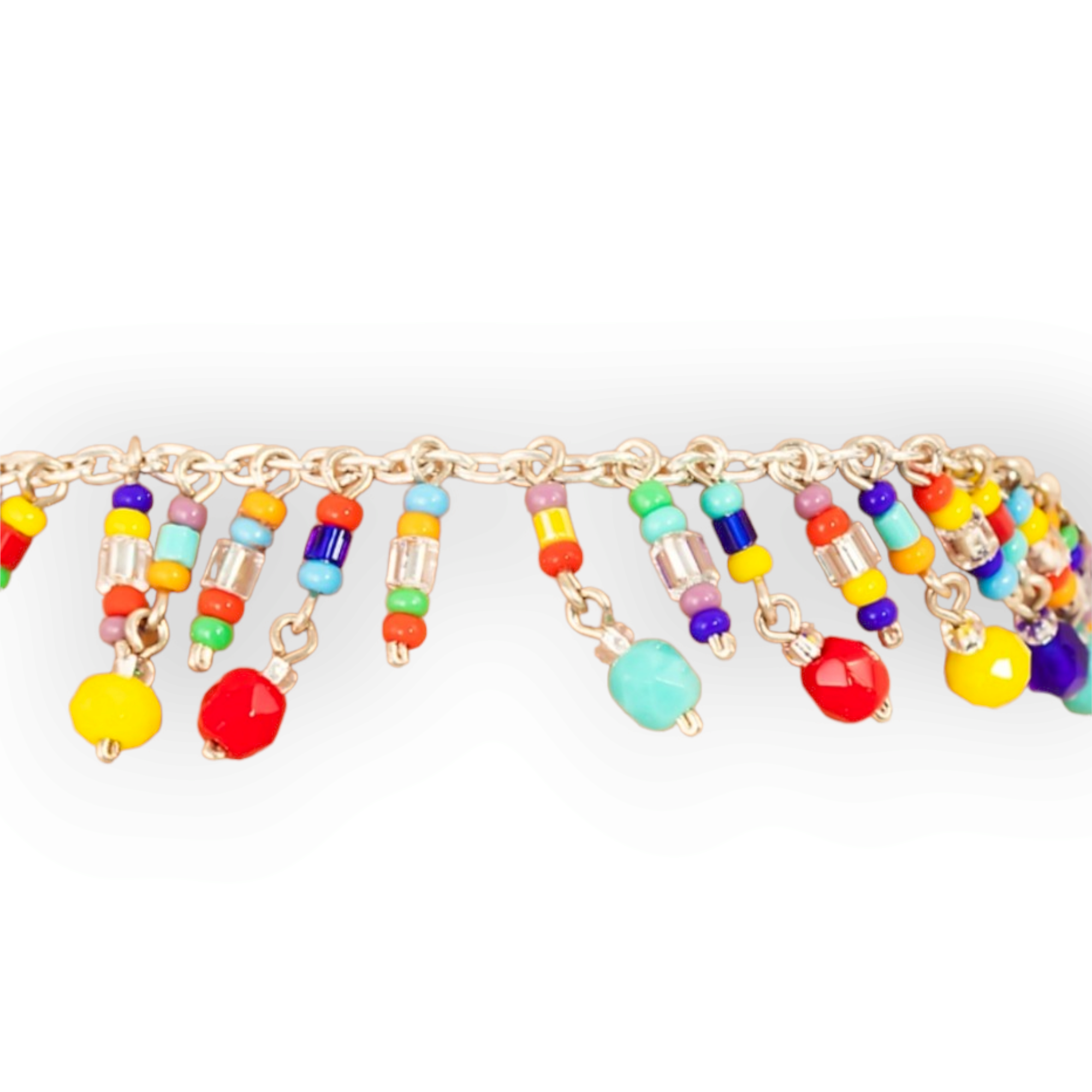 Mini Stone Beaded Fringe Chain Anklet

Solid multi color