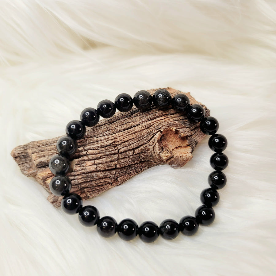Obsidian (Sheen) 8-9mm Stretch Bead Bracelet