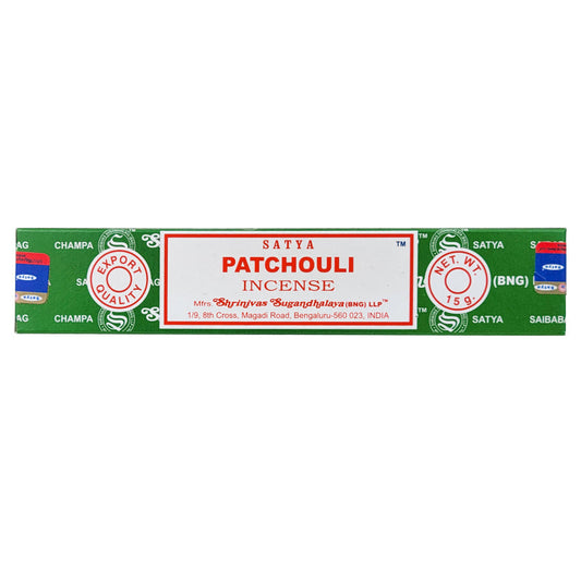 Patchouli Incense Sticks by Satya BNG, 15g Packs