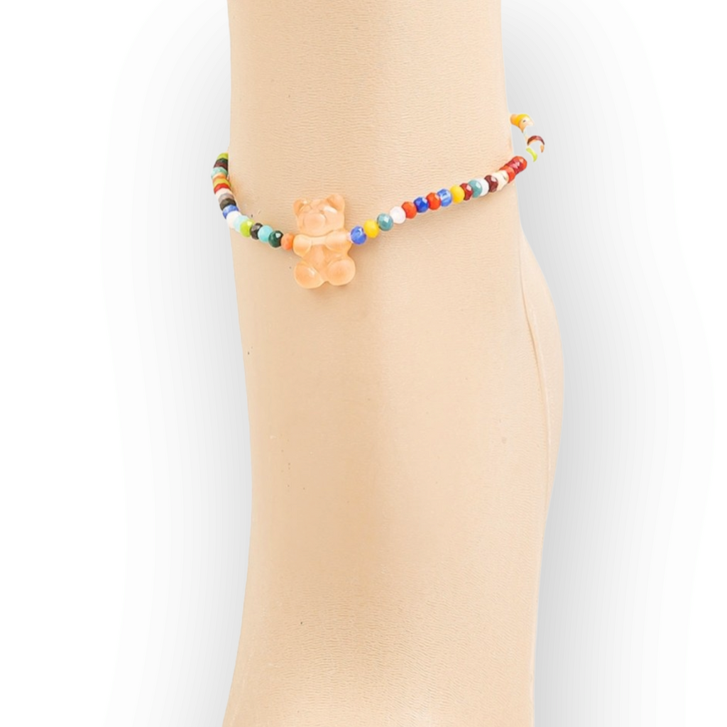 Beaded Gummy Bear Anklet  Multi color