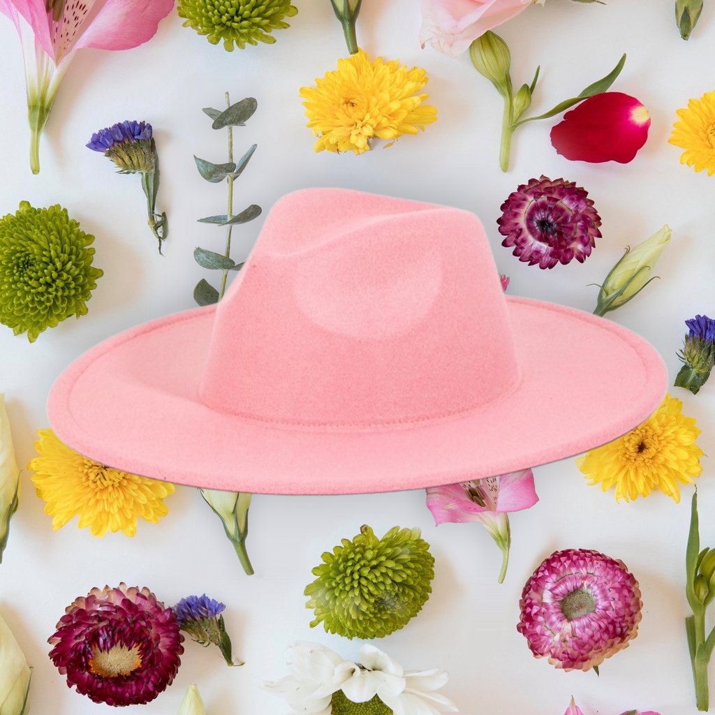 Solid Color Flat Brim Fedora Fashion Hat