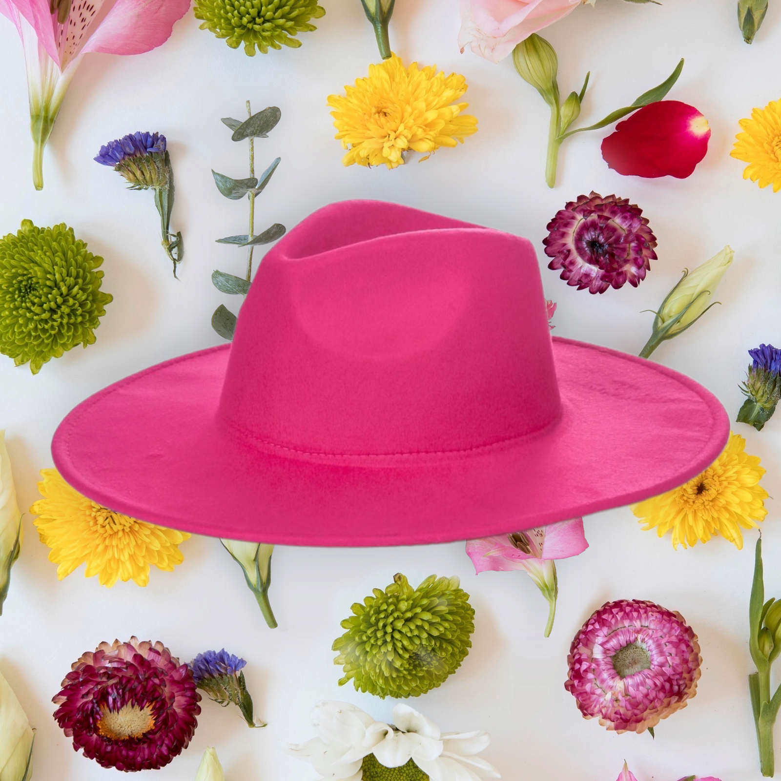 Solid Color Flat Brim Fedora Fashion Hat